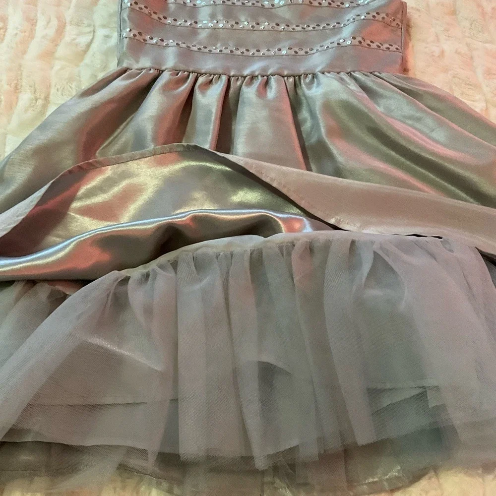 Gymboree Girls Silver Metallic Sequin Party Dress Size 8 Sleeveless Holiday Glam